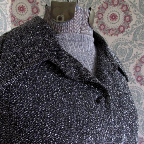 VINTAGE 1970s Metallic Glam Disco Button Down Womens Shirt - Picture 2 of 7